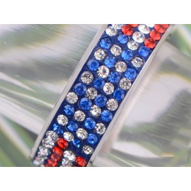 Alilang Women Stainless Steel Ring American Flag Cubic Zirconia Eternity Band