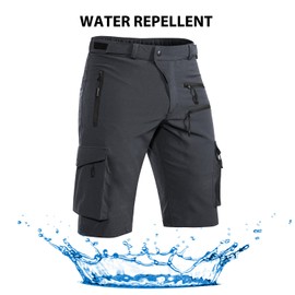 Hiauspor Men's Mountain Bike Shorts Stretch Hiking Cargo Shorts Quick Dry with Zipper Pocket for Cycling Casual Tactical （Dark Grey XL）