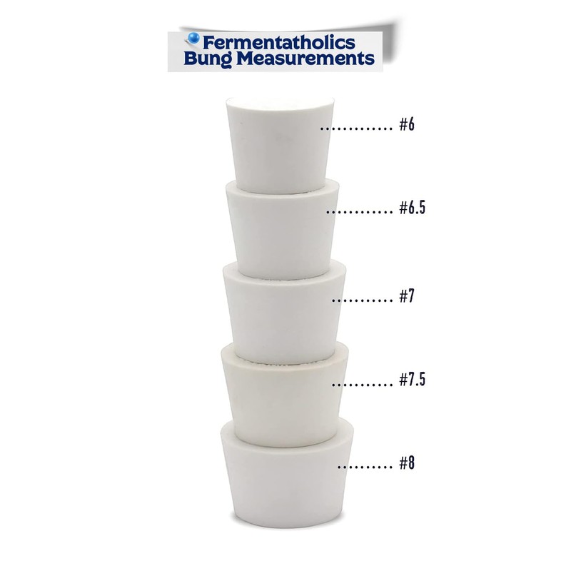 Fermentation Rubber Stoppers Solid Bungs - #6, 6.5, 7, 7.5,