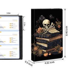 Qindaiwen Business Card Organizer - 240 Cards Holder, Portable Binder for Men or Women, Credit Organizer, Book Skull