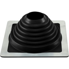 Water-Tite 81467 #4 Metal Roof Flashing, 9-3/4-by-9-3/4-Inch Square Base with Silicone Collar, For 2-3/4" to 7" Vent Pipes, Black