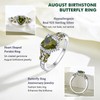 RANDES Peridot Heart Rings for Women 925 Sterling Silver Engagement
