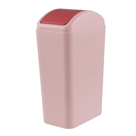 Dehouse 12 L Trash Bin with Swing-top Lid, Plastic Small Swing Top Bin, Pink, F