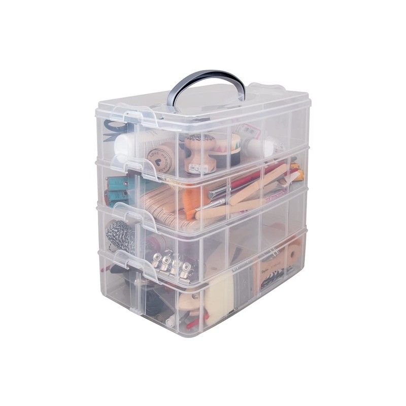 Rayher 39320000 sorting / storage box, with handle, 3 levels