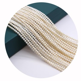 3-4mm White Pearl Beads Round Shape Natural Cultured Freshwater Pearl Loose Beads for Jewelry Making Necklace DIY Crafts 2 Strands