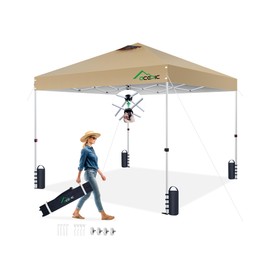 10x10 Pop Up Canopy Tent, Easy Setup Shelter, Khaki