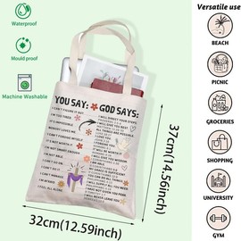 Christian Salvation Quote Gift Faith Motivational Bible Verse God Says Shopping Bag Christian Bible Confirmation Shopping Bag, White