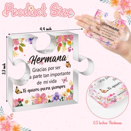 Yopyame Spanish Sister Birthday Gifts - Regalos para tía Hermana Engraved Acrylic Puzzle Keepsake Paperweight Gift for Sister Christmas Thanksgiving Mother's Day Gift Sister Gift from Sisters Brothers
