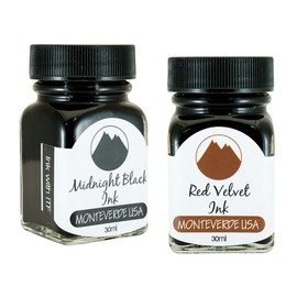 Monteverde 60ml Core Fountain Pen Ink Bottle (30ml Midnight Black Ink Bottle G309MB, 30ml Red Velvet Ink Bottle G309RV)