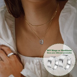 18PCS Stainless Steel Blank Core Ring 8mm Plain Inlay Finger Rings Round Solid Metal Band Size 6/7/8/9/10/11 Comfort Simple Brushed Matte Polished Silver Wedding Ring for DIY Jewelry Making (A1)