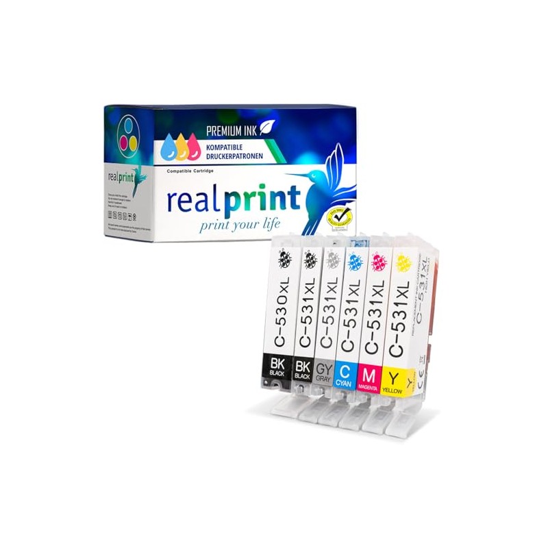 realprint Printer Cartridges for Canon PGI-530 CLI-531 XL with Chip