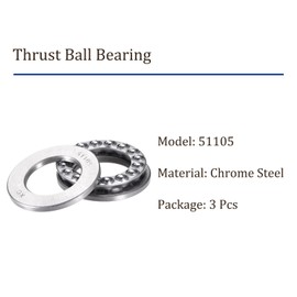 Kozelo 3pcs 51105 Thrust Ball Bearing - [25mm x 42mm x 11mm] Chrome Steel Miniature Thrust Bearing with Washer for Machine Tool Use