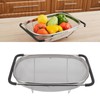 Over The Sink Colander Stainless Steel Telescopic Strainer Basket Rubber