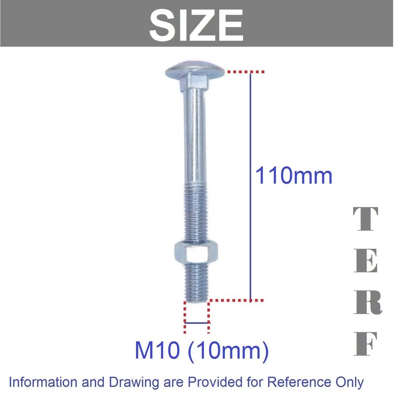 TERF® M10 X 110mm Cup Square Carriage Bolt and Nut