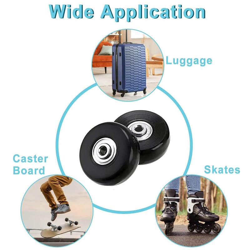 Pack of 4 Suitcase Wheels Replacement Wheels, Universal Luggage Suitcase