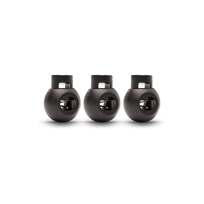 Realm Single Hole Round Cord Locks Black with Spring Loaded