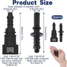 Set of 2 7.89mm ID6 SAE to 5/16 8mm 90 Degree Car Fuel Line Hose, Quick Release Connector, Disconnect Hose, Fuel Hose Coupler (Set of 2 Straights)