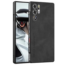 ASJDY Funda para Redmagic 9S Pro Case, Carcase para RedMagic 9 Pro / 9 Pro+ Funda, TPU + Piel Sintética Funda Protección cámara (Negro)