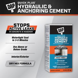 Dap 14086 Quick Plug 5 lb Hydraulic Cement, Pack of 1, Gray