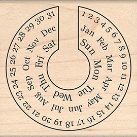 Stamps by Impression Round Journal, Habit Tracker, Date, Calendar Rubber Stamp 2" ST 1102