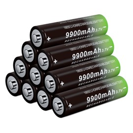 18650 Rechargeable Battery 10 Pack 3.7v 9900mAh Li-ion Batteries for Flashlight Headlamp (Button Top)