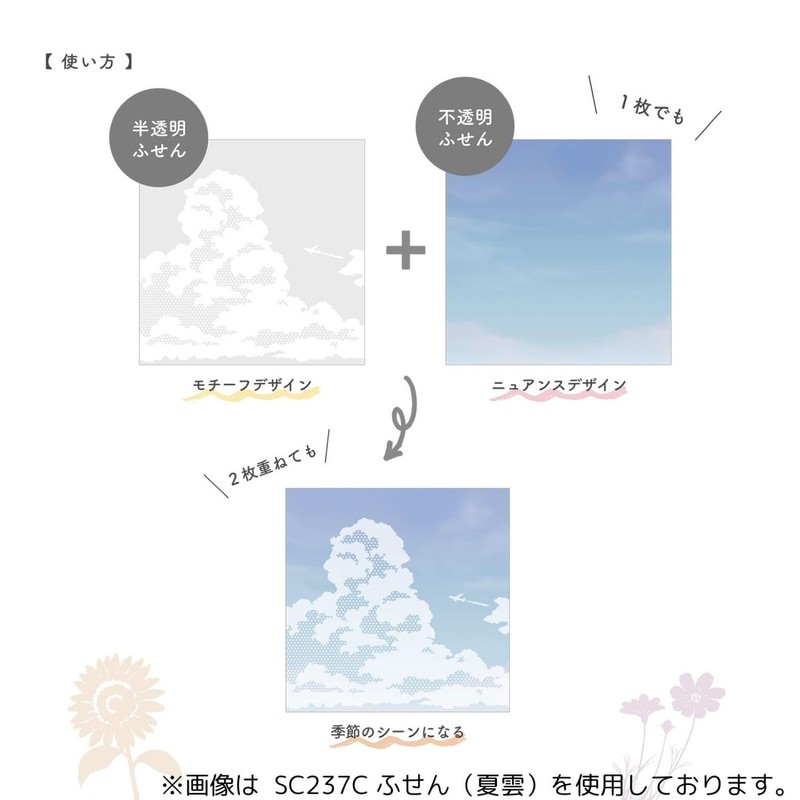 Kutsuwa SC237J Sticky Notes, Autumn Cherry Blossoms