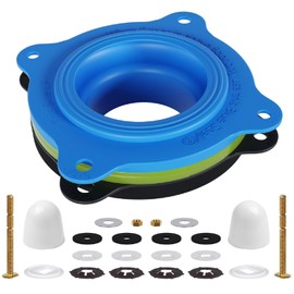 MENNTY Elastic Wax Ring Kit for Toilet Installation - Reusable Toilet Seal Ring with Blue Seal, EVA Spacer, Full Hardware - Fits 3"/4" Drain & Floor Flange Repair