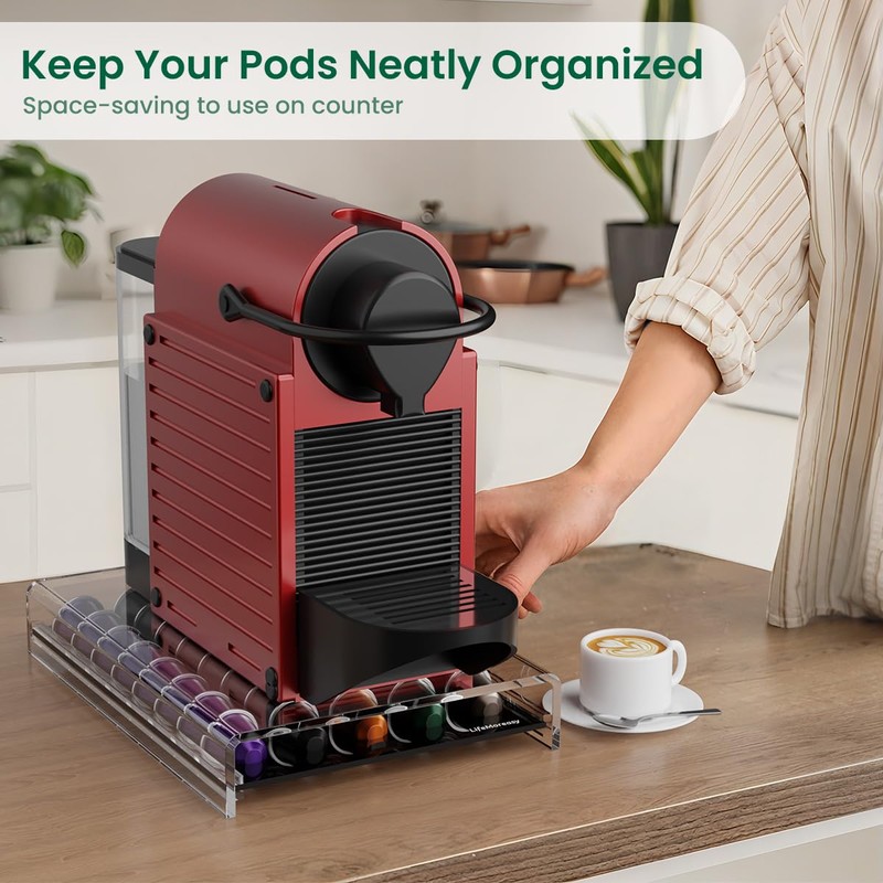 Acrylic Coffee Pod Holder for Nespresso OriginalLine Capsules, 40 Pods