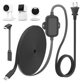 delilyn 25FT Outdoor Power Adapter for WYZE Cam V4/Cam OG/V3/V3 Pro, L-Shape Micro USB Extension Cable for Cam Pan V3, IP67 Waterproof Flat Cable Charge Your Camera