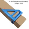 3D Multi-Angle Measuring Ruler,45/90 Degree Aluminum Alloy Woodworking Square Protractor,Ideal