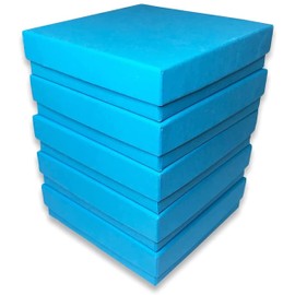 N'icePackaging 100 Qty - Light Sky-Blue Cotton Filled Gift Boxes - Size 3 1/2" x 3 1/2" x 7/8" - USA Made - Holidays/Birthdays/Sales/Storage/Display/Travel