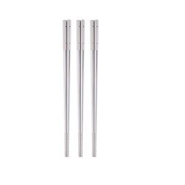 Reusable Stainless Steel Chopsticks,Dishwasher Safe , Easy to Use(3 PCS,Silver)