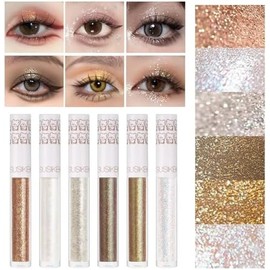 SUSIKEKI Set de Delineador de Ojos Líquido Con Purpurina para Ojos(6 Piezas), Maquillaje Coreano Brillante, Sombras Debajo de Los Ojos, Kit de Regalo