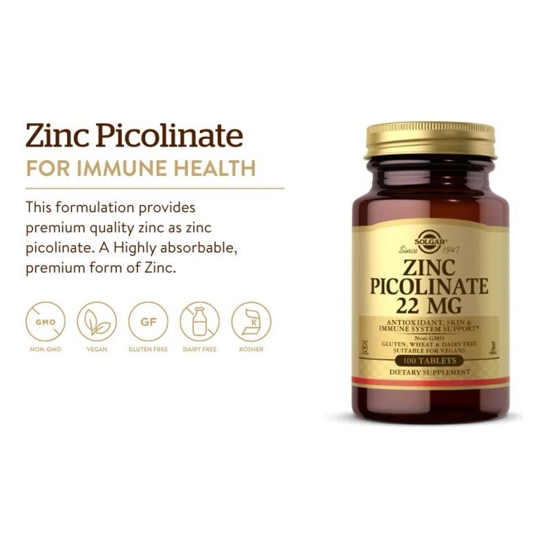 Zinc Picolinate Solgar 22mg 100tab