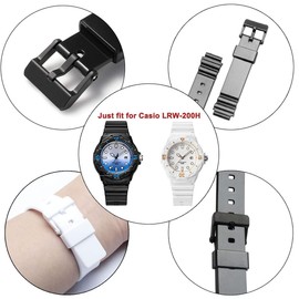 OliBoPo Waterproof Natural Resin Replacement Watch Band for Casio Women's LRW200H (White)