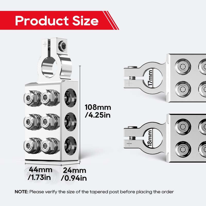 TOPDC 12-Way Battery Terminal Connector for Lead Acid, 8AWG up