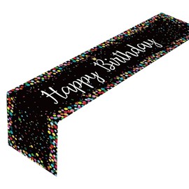 Colourful Happy Birthday Table Runner - Birthday Decoration with Durable Linen and Vibrant Colours