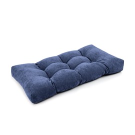 ROFIELTY Tufted Bench Cushion, Chenille Fabric, Wicker Loveseat Cushion 2 Ties, Suitable for Piano Bench/Indoor Furniture/Swing (Dark Blue, 36×14×4)