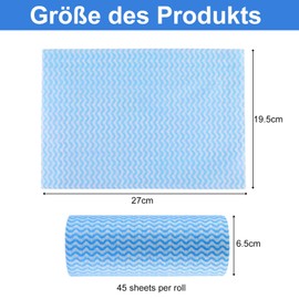 dogmoon Wiping Cloths on a Roll, 4 Rolls Reusable J Cloth, Non-Woven Fabrics Kitchen Towels, Cleaning Cloth, Multi-Purpose Wiping Cloth Rolls for Living Room, Kitchen, Dining Table (Blue)