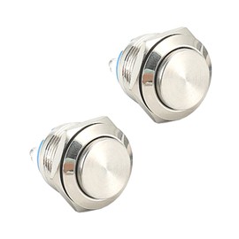 Powice 2X 16mm Wasserdicht Schalter,5A Druckschalter,Selbstsichernder Edelstahl Taster Schalter 12V /230V Geeignet für Hupen, Autoklingeln, Autos usw (überstehend)