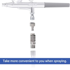 SAGUD Airbrush Quick Release Disconnect Coupler with Extra 4 Male Fitting 5 O-Ring Kit 1/8 Male -1/8 Female Hose Connections(Unadjust Air Pressure)