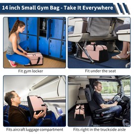 THSOGO Small Gym Bag with Wet Pocket - 14 inch Mini Duffle Bag for Men & Women Lightweight Carry On Bag for Travel Sport - Pink