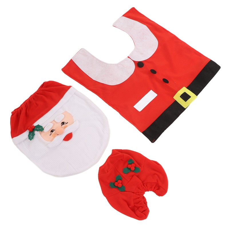 3Pcs Santa Toilet Seat Cover Rug Water And Tank Cover