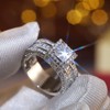 925 Sterling Silver Sparkling Diamond Square Ring, Fashionable Square Diamond,