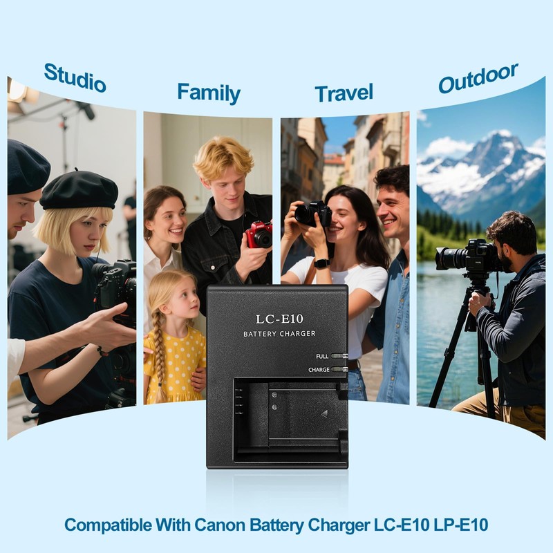 Camulti LC-E10 E10C E10E Battery Charger Fast Charging for Canon