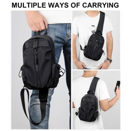 Sling Backpack bag for Men, Black Mini Anti Theft One Strap Motorcycle Backpack Sling Chest Bag for Swimming Diving Outdoor Sports