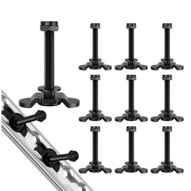 Vandrabase 10Pcs L Track Threaded Stud Fittings M8 x 60mm Double Stud Lug Tie Down with Nylon-Insert Lock Nut, Heavy-Duty L Track Accessories for Truck Bed and Trailer Cargo Control-Black