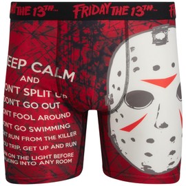 COCO BRANDS Friday The 13th - Calzoncillos tipo calzones para hombre, sin mosca, costuras antirozaduras, forma cómoda/entrepierna forrada de algodón, Keep Calm List / Rojo, X-Large