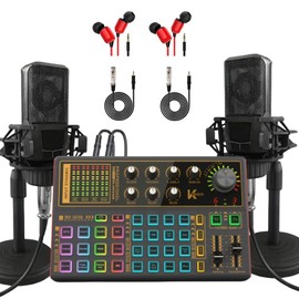 sktome K300 Sound Effects Board, Podcast Equipment Bundle for 2, Voice Changer Podcast Microphone Bundle - Multiple Sound Effects, Perfect for Podcasting, Recording, Singing, Streaming and Gaming