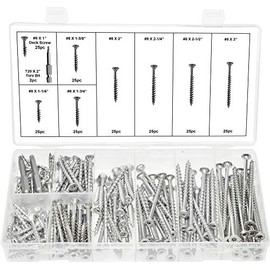 Swordfish 32640 - Torx Drive de acero inoxidable tipo 17 - Surtido de tornillos de madera y cubierta, número 8 tornillos en total 8 tamaños, paquete de 202 piezas